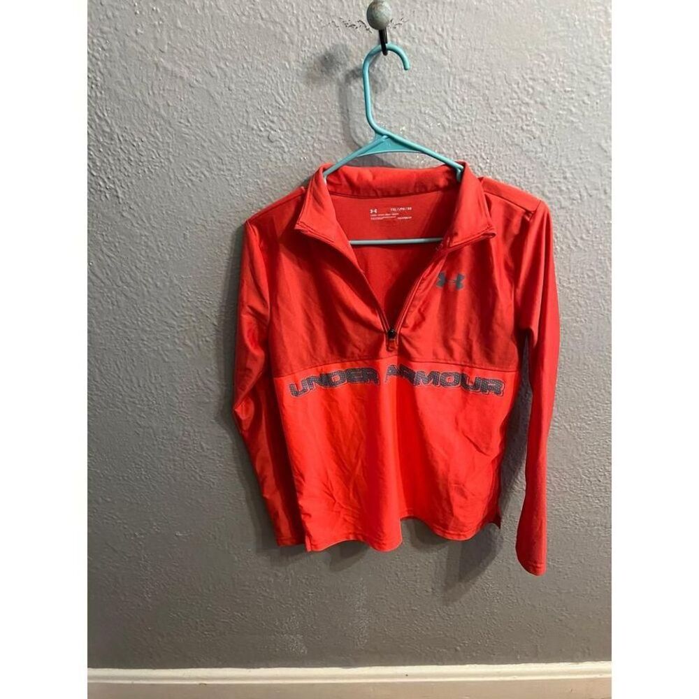 Under armour 1/4 zip orangish‎ pullover size yxl